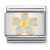 Nomination Composable Classic Link 030214/44 Forget-Me-Not Flower in 18K Gold & Enamel